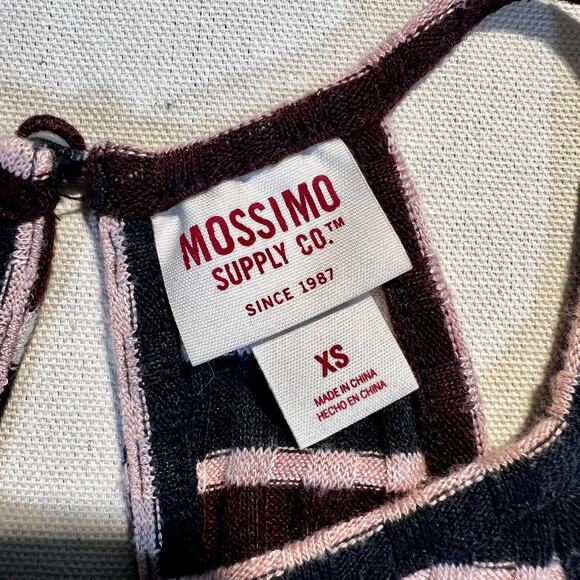 Mossimo Supply Co Mini Dress Knit Navy Burg Pink White Fit & Flaire Woman's XS - Picture 2 of 11